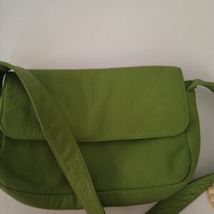 Lime green Italian leather bag by the brand Bree